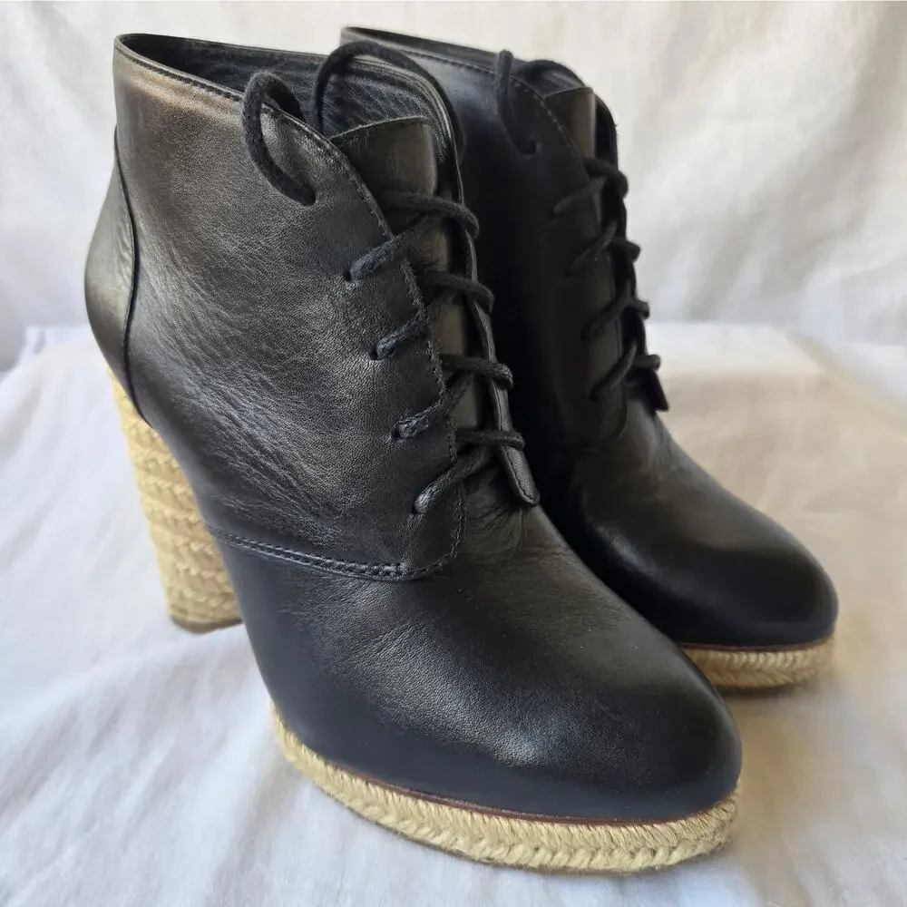 Loeffler Randall Nadia Women's Espadrille Leather Ankle Boots Black Size 7 B - Picture 2 of 10
